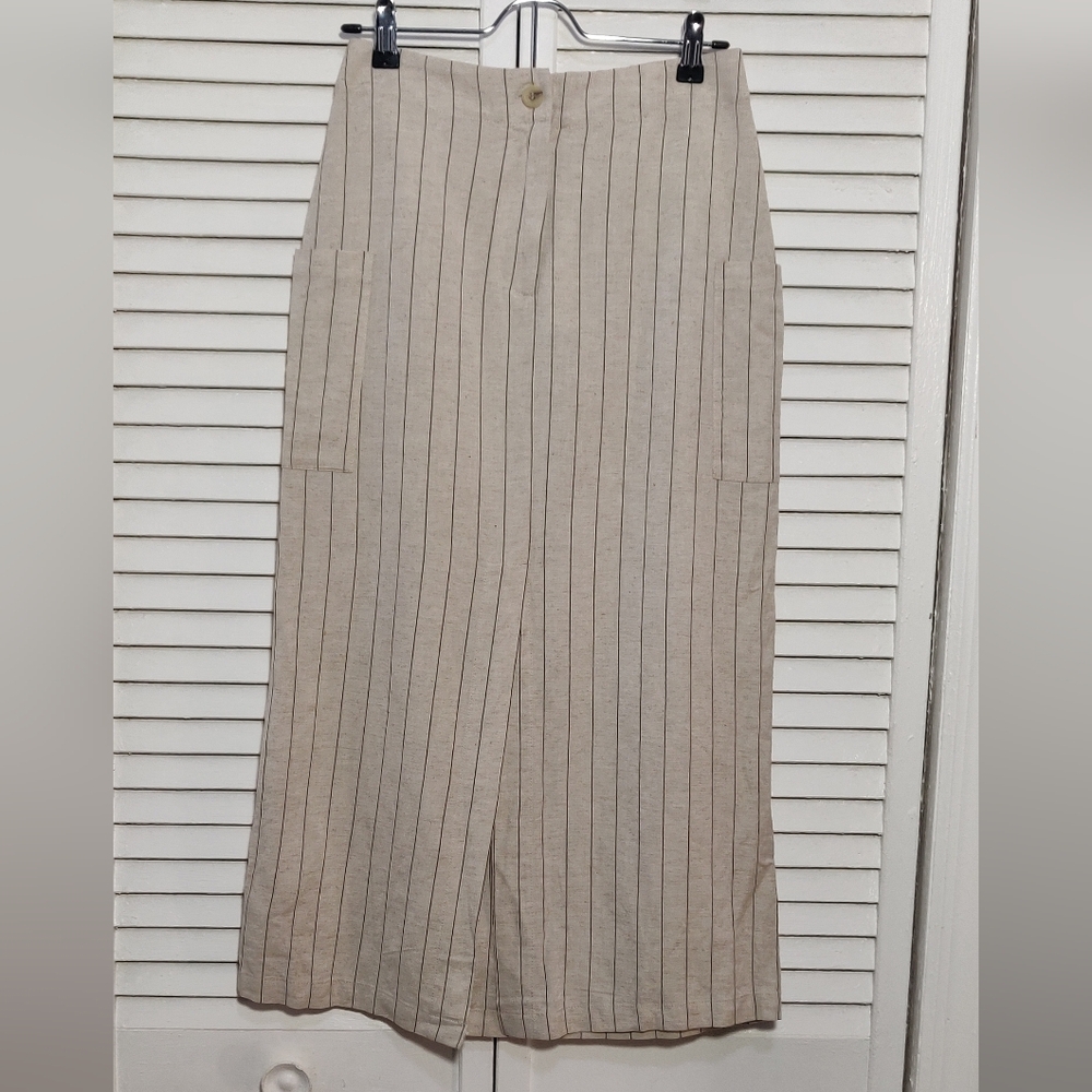 The Workshop Pinstripe Midi Skirt